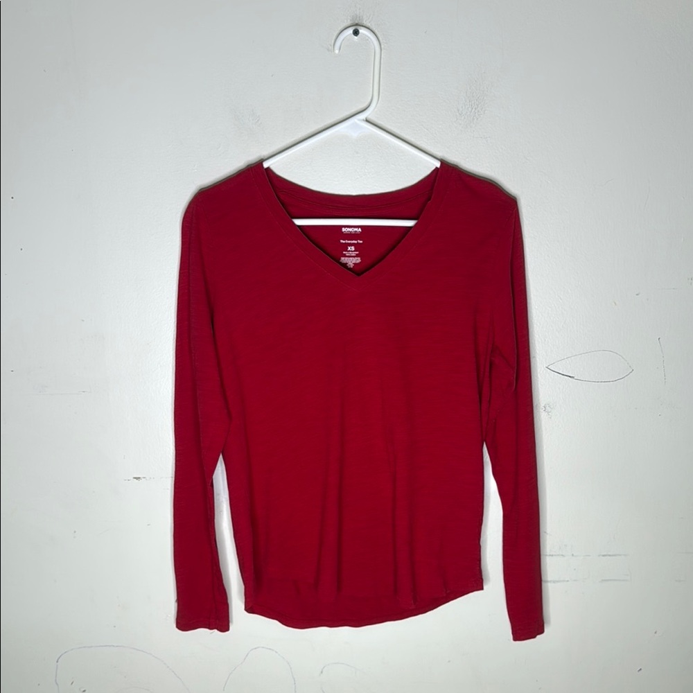 Sonoma Red The Every Day Tee Cotton Long Sleeve Top Size XS